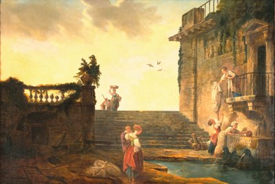 Wäscherinnen am Brunnen, ca. 1770-75 von Hubert Robert